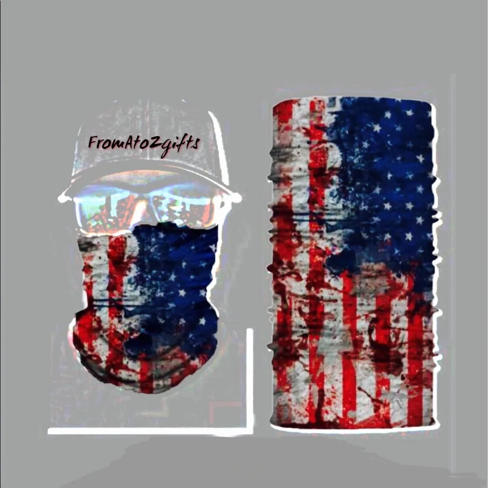 Patriotic Distressed Stars & Stripes 16 n 1 Neck Gaiter Face Cover Dust Mask